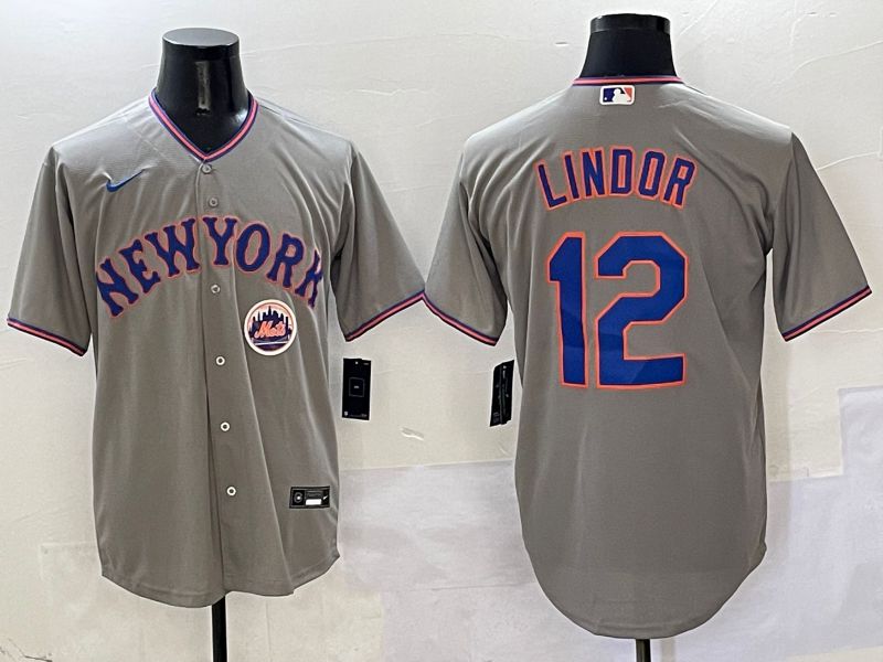 Men New York Mets #12 Lindor Grey Second generation 2025 Nike MLB Jersey style 4->new york mets->MLB Jersey
